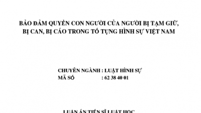 LUẬN ÁN TIẾN SĨ: BẢO ĐẢM QUYỀN CON NGƯỜI CỦA NGƯỜI BỊ TẠM GIỮ, BỊ CAN, BỊ CÁO TRONG TỐ TỤNG HÌNH SỰ VIỆT NAM