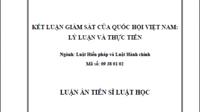 LUẬN ÁN TIẾN SĨ: KẾT LUẬN GIÁM SÁT CỦA QUỐC HỘI VIỆT NAM: LÝ LUẬN VÀ THỰC TIỄN (TÁC GIẢ: NGUYỄN XUÂN THỦY)