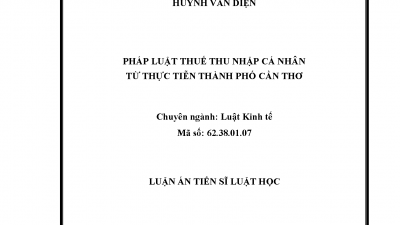 LUẬN ÁN TIẾN SĨ: PHÁP LUẬT THUẾ THU NHẬP CÁ NHÂN TỪ THỰC TIỄN THÀNH PHỐ CẦN THƠ (Tác giả: Huỳnh Văn Diện)