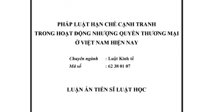 LUẬN ÁN TIẾN SĨ: PHÁP LUẬT HẠN CHẾ CẠNH TRANH TRONG HOẠT ĐỘNG NHƯỢNG QUYỀN THƯƠNG MẠI Ở VIỆT NAM HIỆN NAY (Tác giả: Nguyễn Thị Tình)