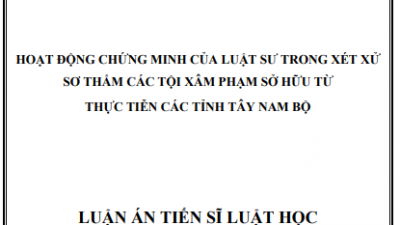 Luận án Tiến sĩ: Hoạt động chứng minh của Luật sư trong xét xử sơ thẩm các tội phạm sở hữu từ thực tiễn các tỉnh Tây Nam Bộ