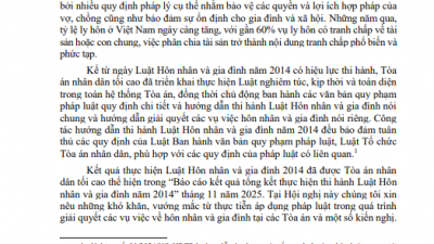 Tổng hợp 14 Tham luận tại Hội nghị toàn quốc Tổng kết thi hành Luật Hôn nhân và gia đình năm 2014