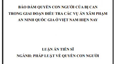 LUẬN ÁN TIẾN SĨ: BẢO ĐẢM QUYỀN CON NGƯỜI CỦA BỊ CAN TRONG GIAI ĐOẠN ĐIỀU TRA CÁC VỤ ÁN XÂM PHẠM AN NINH QUỐC GIA Ở VIỆT NAM HIỆN NAY