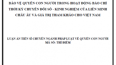 LUẬN ÁN TIẾN SĨ: BẢO VỆ QUYỀN CON NGƯỜI TRONG HOẠT ĐỘNG BÁO CHÍ THỜI KỲ CHUYỂN ĐỔI SỐ - KINH NGHIỆM CỦA LIÊN MINH CHÂU ÂU VÀ GIÁ TRỊ THAM KHẢO CHO VIỆT NAM