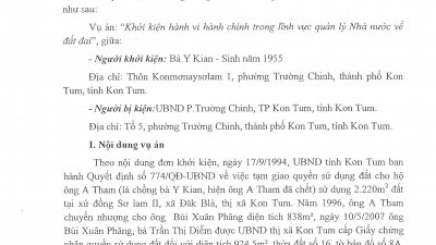 THÔNG BÁO RÚT KINH NGHIỆM: BẢN ÁN HÀNH CHÍNH BỊ TÒA GIÁM ĐỐC THẨM TUYÊN HỦY ĐỂ XÉT XỬ LẠI