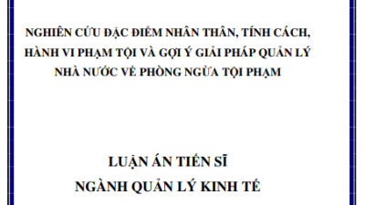 LUẬN ÁN TIẾN SĨ: Nghiên cứu đặc điểm nhân thân, tính cách, hành vi phạm tội và gợi ý giải pháp quản lý nhà nước về phòng ngừa tội phạm