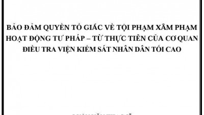 LUẬN VĂN THẠC SĨ: BẢO ĐẢM QUYỀN TỐ GIÁC VỀ TỘI PHẠM XÂM PHẠM HOẠT ĐỘNG TƯ PHÁP – TỪ THỰC TIỄN CỦA CƠ QUAN ĐIỀU TRA VIỆN KIỂM SÁT NHÂN DÂN TỐI CAO