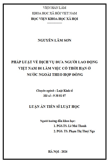 PHÁP LUẬT VỀ DỊCH VỤ ĐƯA NGƯỜI LAO ĐỘNG VIỆT NAM ĐI LÀM VIỆC CÓ THỜI HẠN Ở NƯỚC NGOÀI THEO HỢP ĐỒNG