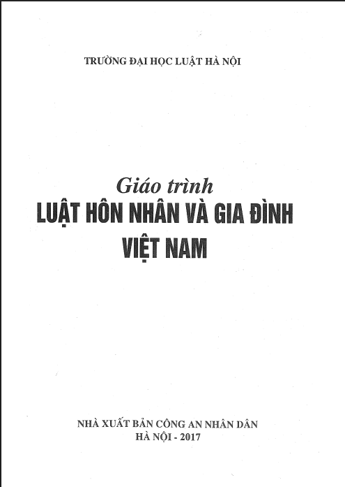 GIÁO TRÌNH LUẬT HÔN NHÂN VÀ GIA ĐÌNH VIỆT NAM (NĂM 2017)