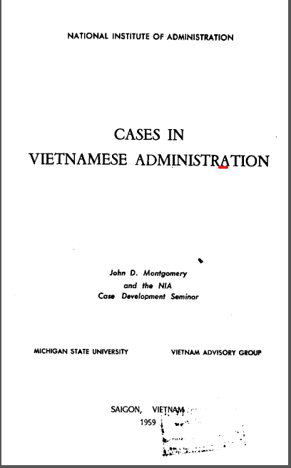 SÁCH TRƯỜNG HỢP HÀNH CHÍNH VIỆT NAM / CASES IN VIETNAMESE ADMINISTRATION (1959)