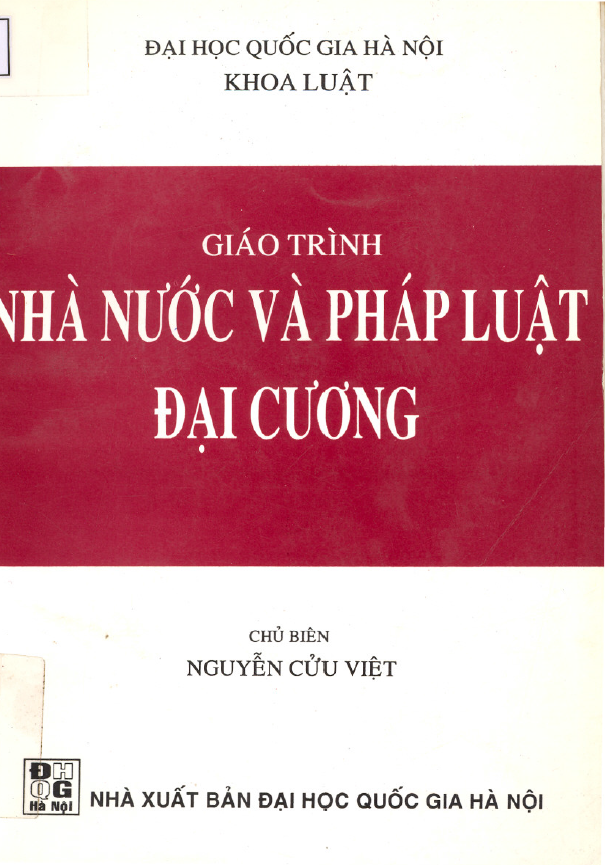 GIÁO TRÌNH NHÀ NƯỚC VÀ PHÁP LUẬT ĐẠI CƯƠNG (NĂM 2000)
