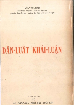 SÁCH DÂN LUẬT KHÁI LUẬN - (TÁC GIẢ: VŨ VĂN MẪU)